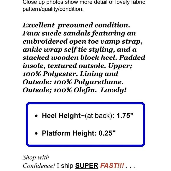 Forever 21 Sz 8.5 Floral Embroidered Faux Suede Leather Wrap Tie Lace Up Sandals - Picture 3 of 12